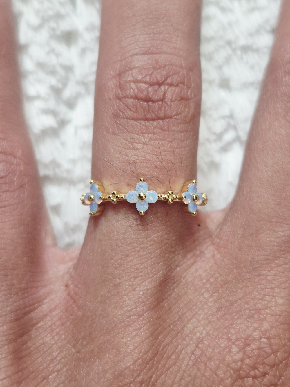 Gold Plated Floral Stackable Ring - Picture 2 of 8